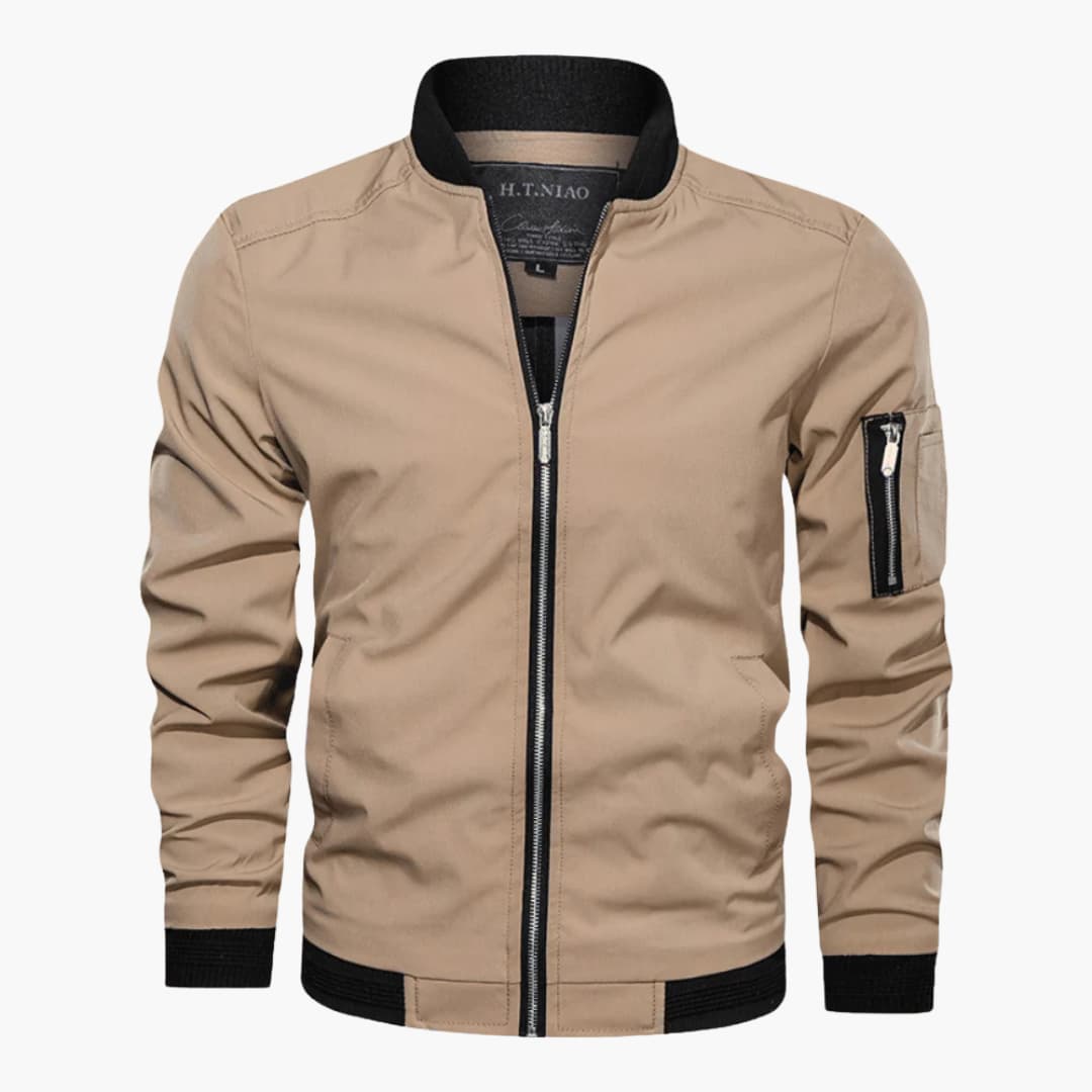 Herren-Bomberjacke mit Reißverschluss und geripptem Saum