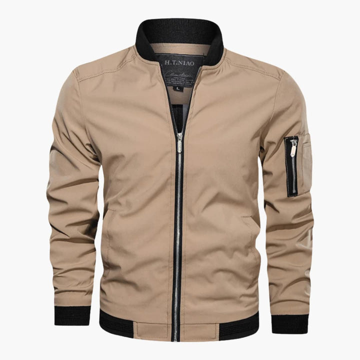 Herren-Bomberjacke mit Reißverschluss und geripptem Saum