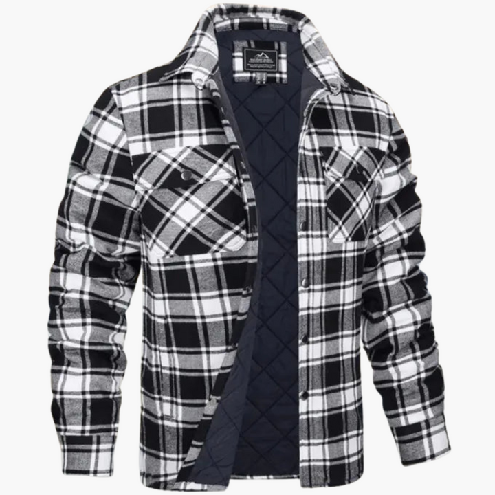 Herrenjacke mit Karomuster und durchgehendem Reißverschluss
