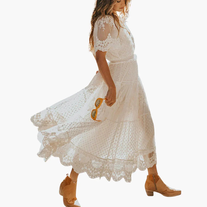 Spitzen Akzent Midi Kleid für Damen
