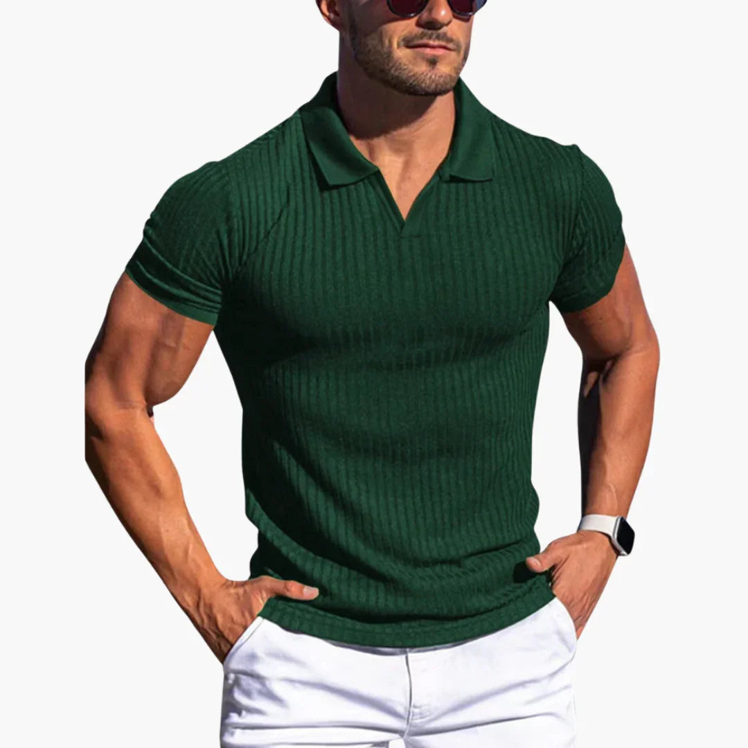 Geripptes Slim Fit Poloshirt für Herren