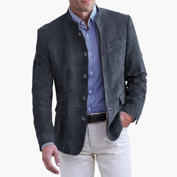 Herrenjacke mit Stehkragen und Knopfverschluss