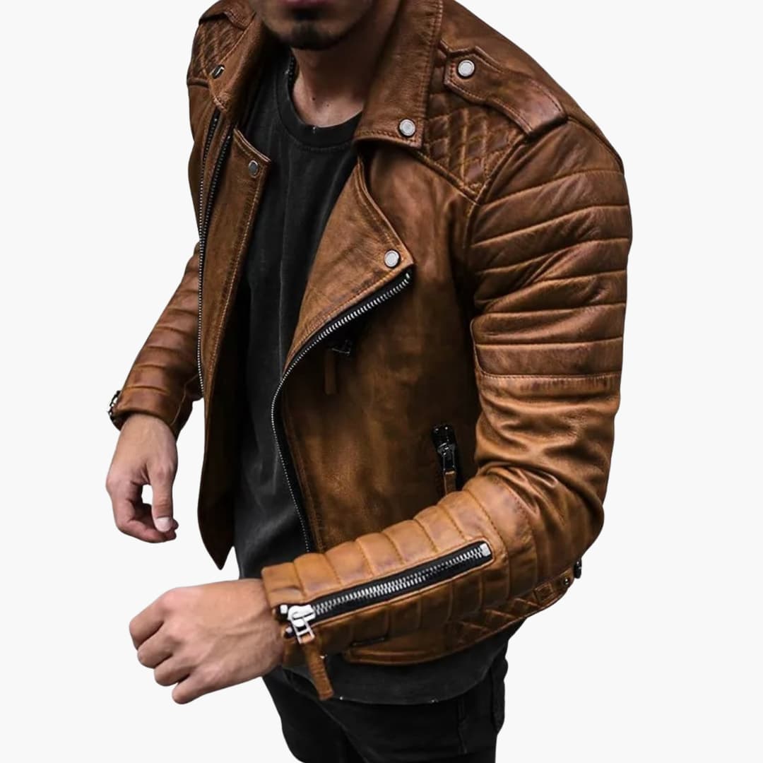 Herrenjacke mit Reißverschluss und gesteppten Ärmeln