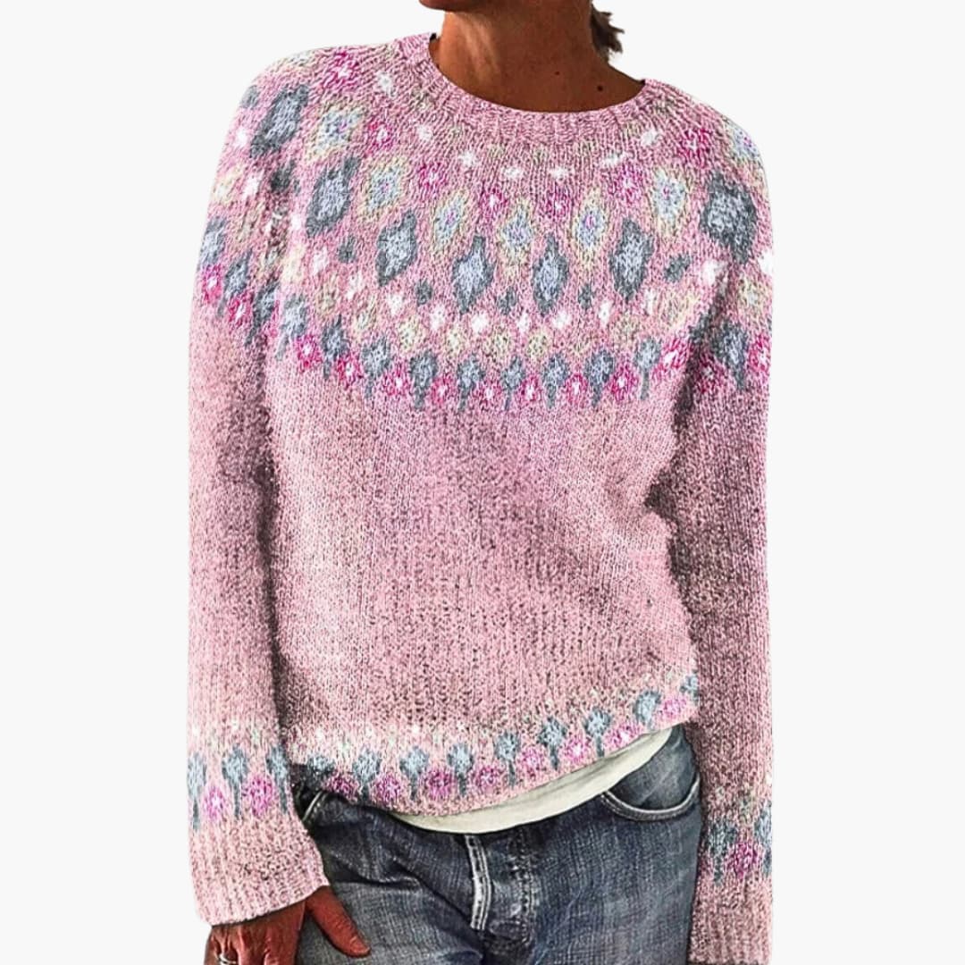 Damen pullover mit Rundhalsausschnitt und Strickmuster