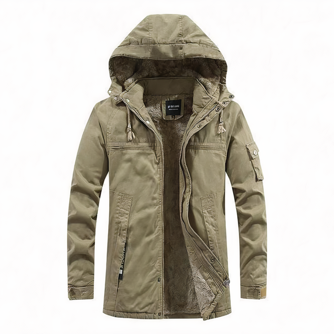 Herren Winterjacke mit Kapuze und Reißverschluss