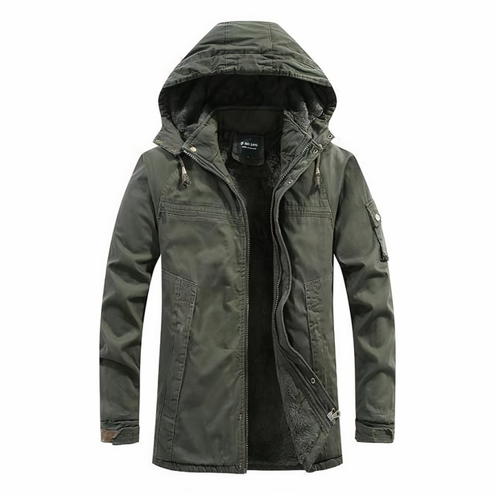 Herren Winterjacke mit Kapuze und Reißverschluss