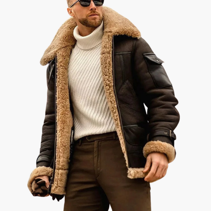 Herren jacke mit Umlegekragen und Fellsaum