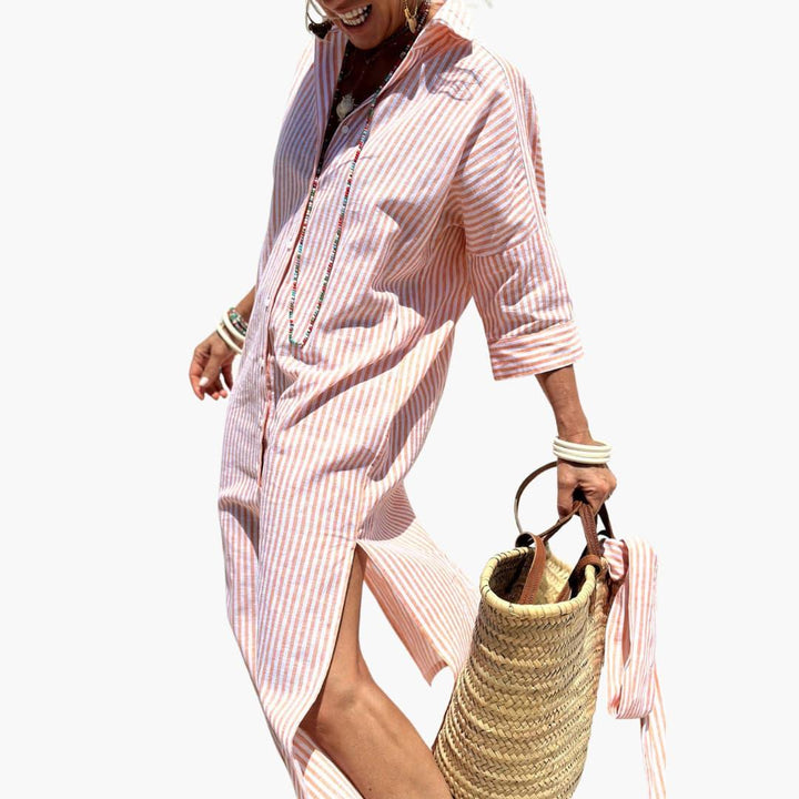 Gestreiftes Hemdblusenkleid für Damen