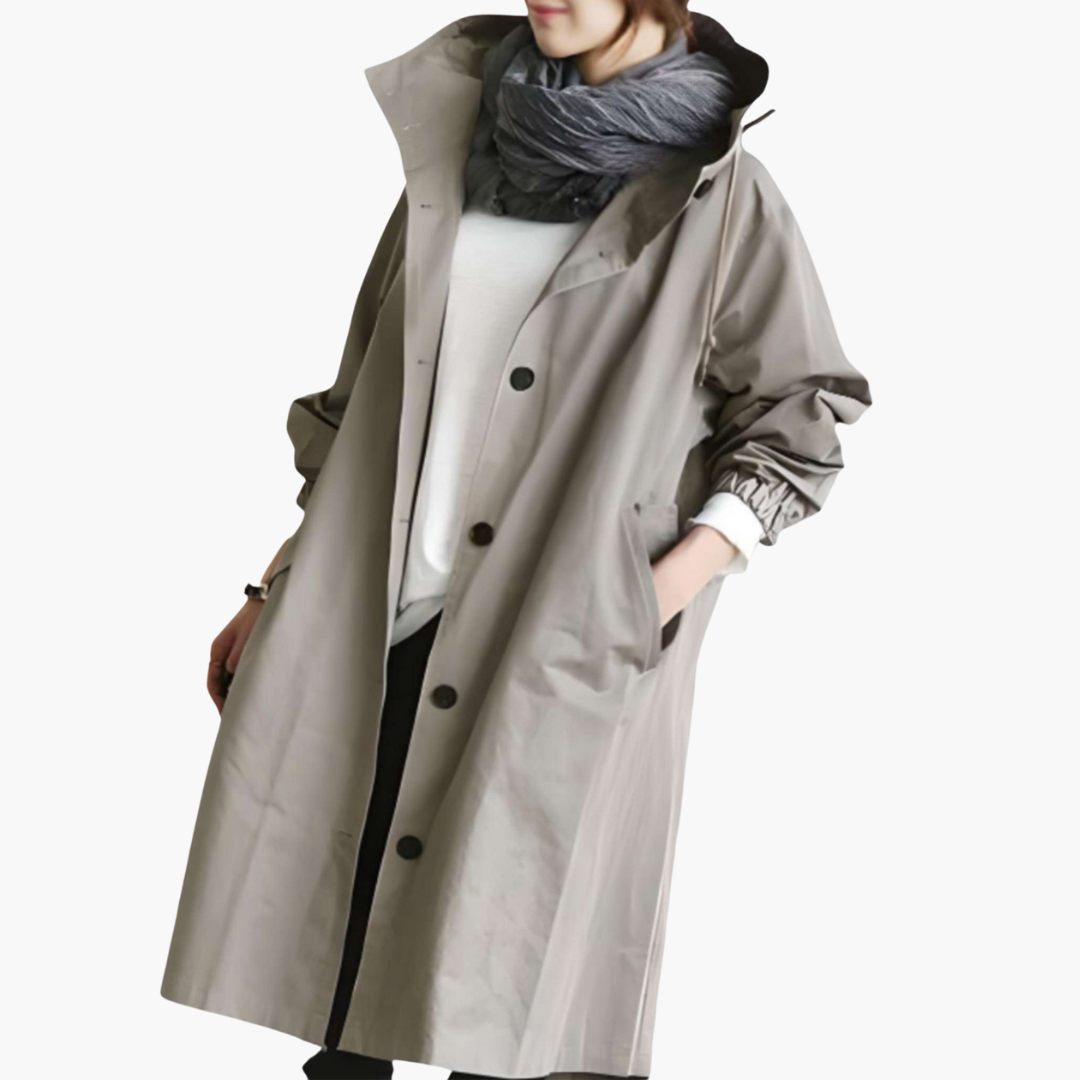 Damen Trenchcoat mit Kapuze und Schutz vor Nässe