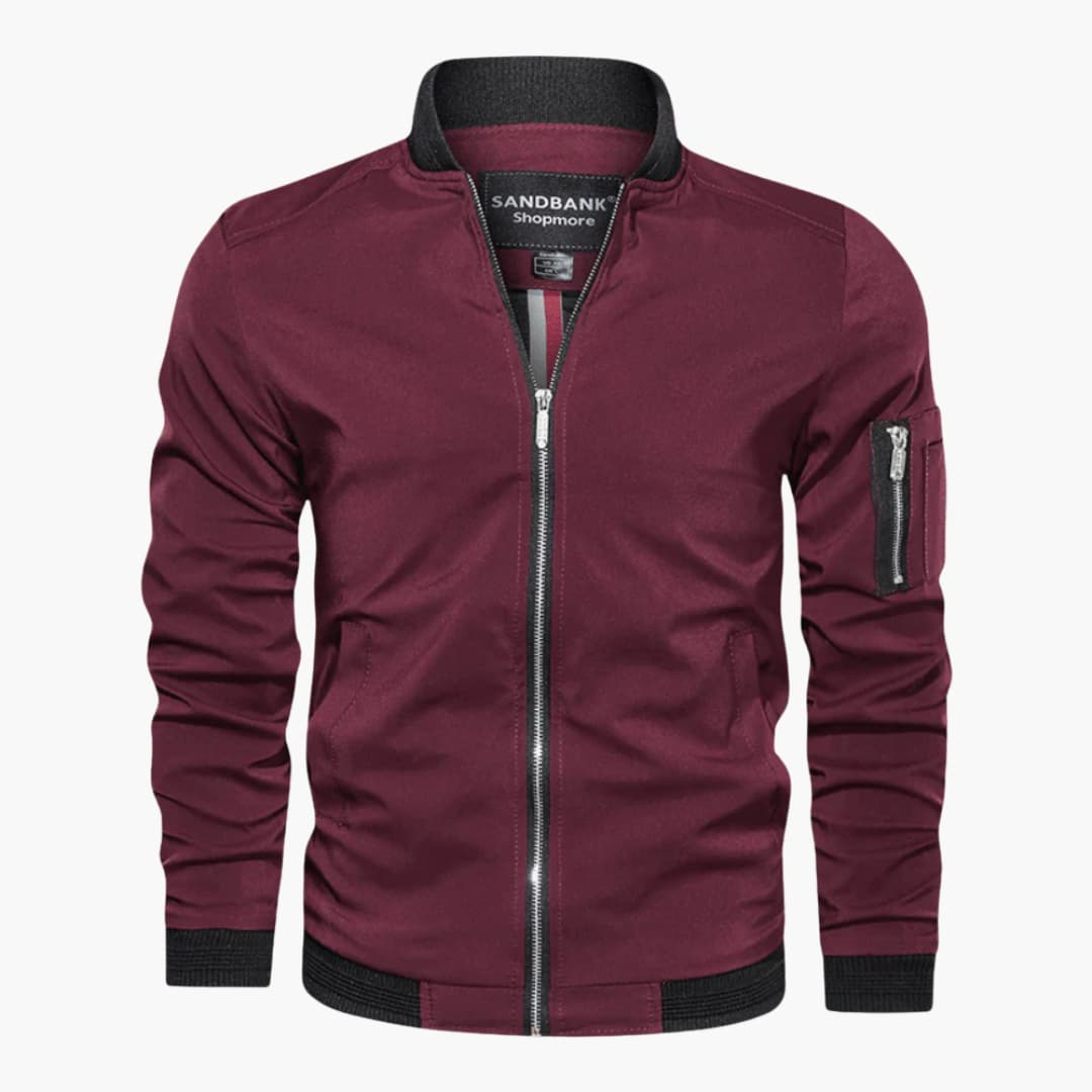 Herren-Bomberjacke mit Reißverschluss und geripptem Saum