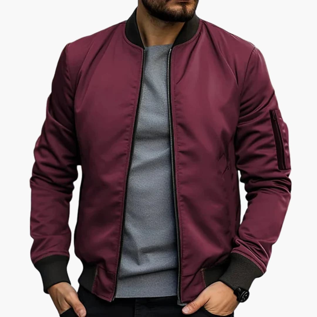 Herren Bomberjacke mit Reißverschluss und elastischem Saum