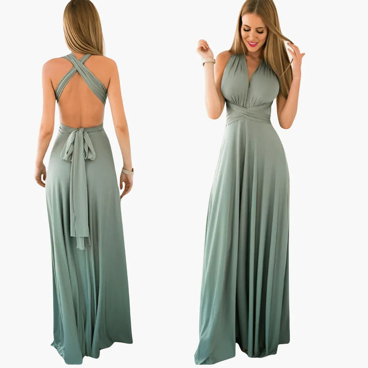 Mehrfach Wickel Maxi Kleid für Damen