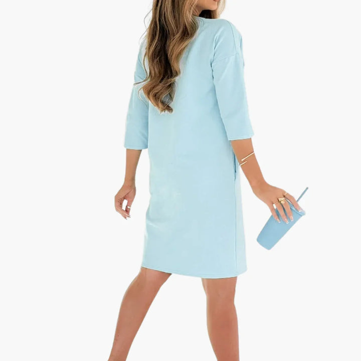 Kleid mit Taschen 3/4-Ärmel für Damen