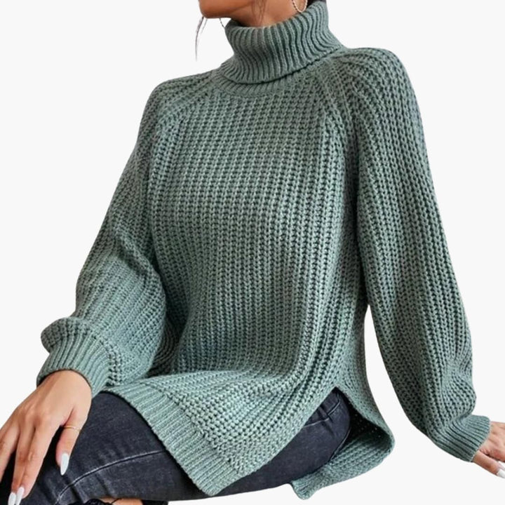 Damen-Strickpullover mit Rollkragen und langen Ärmeln