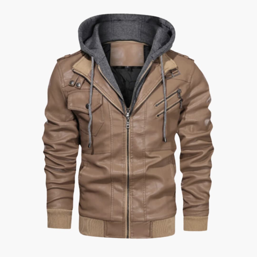 Herrenjacke mit Reißverschluss vorne und angesetzter Kapuze