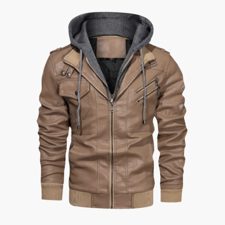 Herrenjacke mit Reißverschluss vorne und angesetzter Kapuze