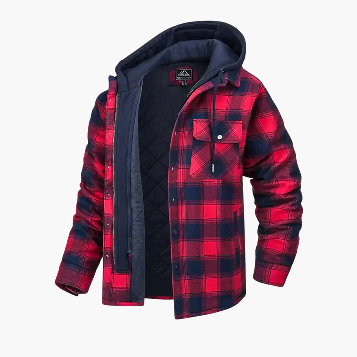 Männer Jacke mit Kapuze und Karomuster für Winter