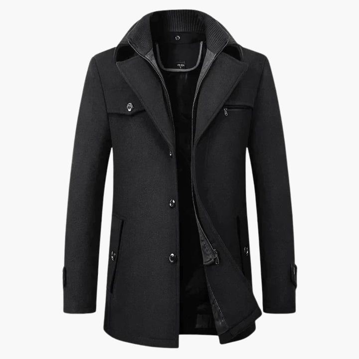 Herrenjacke mit fallendem Reverskragen und Reißverschluss