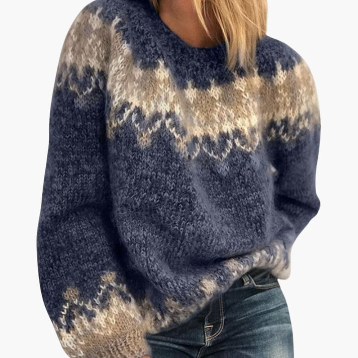 Damen-Strickpullover mit Rundhalsausschnitt und gemusterter Oberfläche