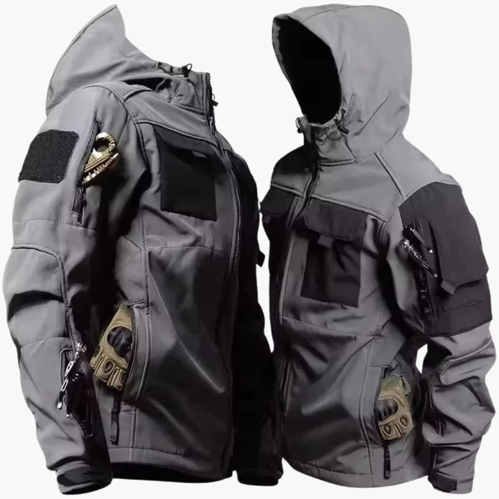 Männer Softshell Jacke mit Kapuze und mehreren Taschen
