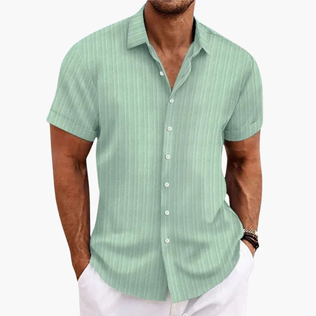 Gestreiftes Kurzarmhemd mit Reverskragen für Herren