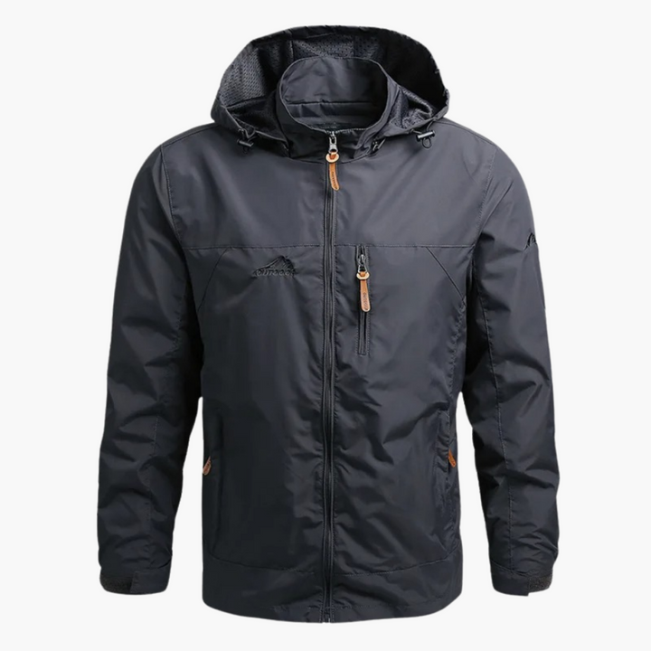 Herren Regenjacke mit Kapuze und Material für nasse Bedingungen