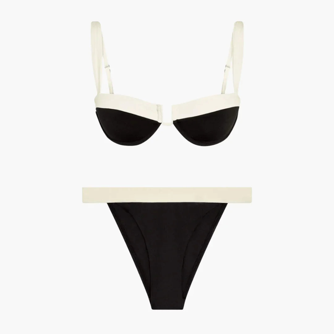 Zweiteiliger Farbblock-Bikini für Damen