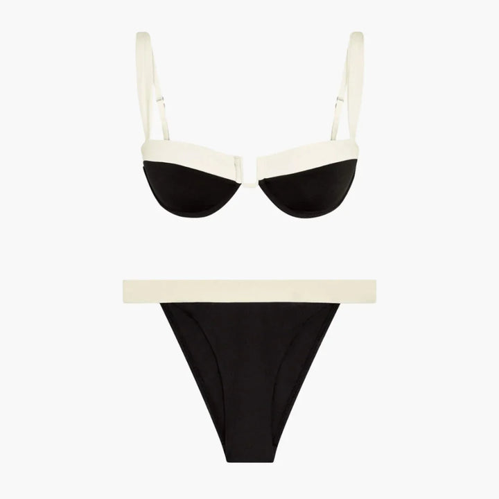 Zweiteiliger Farbblock-Bikini für Damen