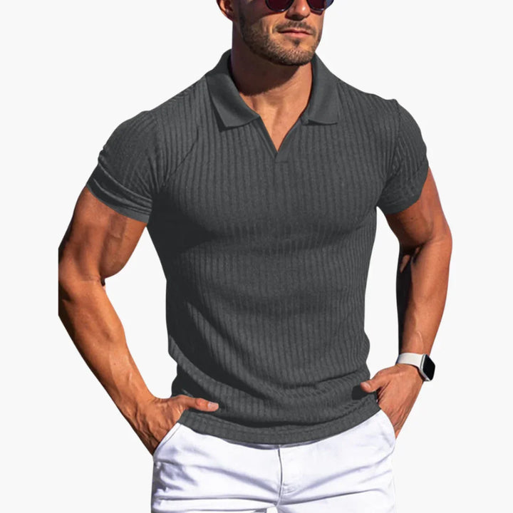 Geripptes Slim Fit Poloshirt für Herren