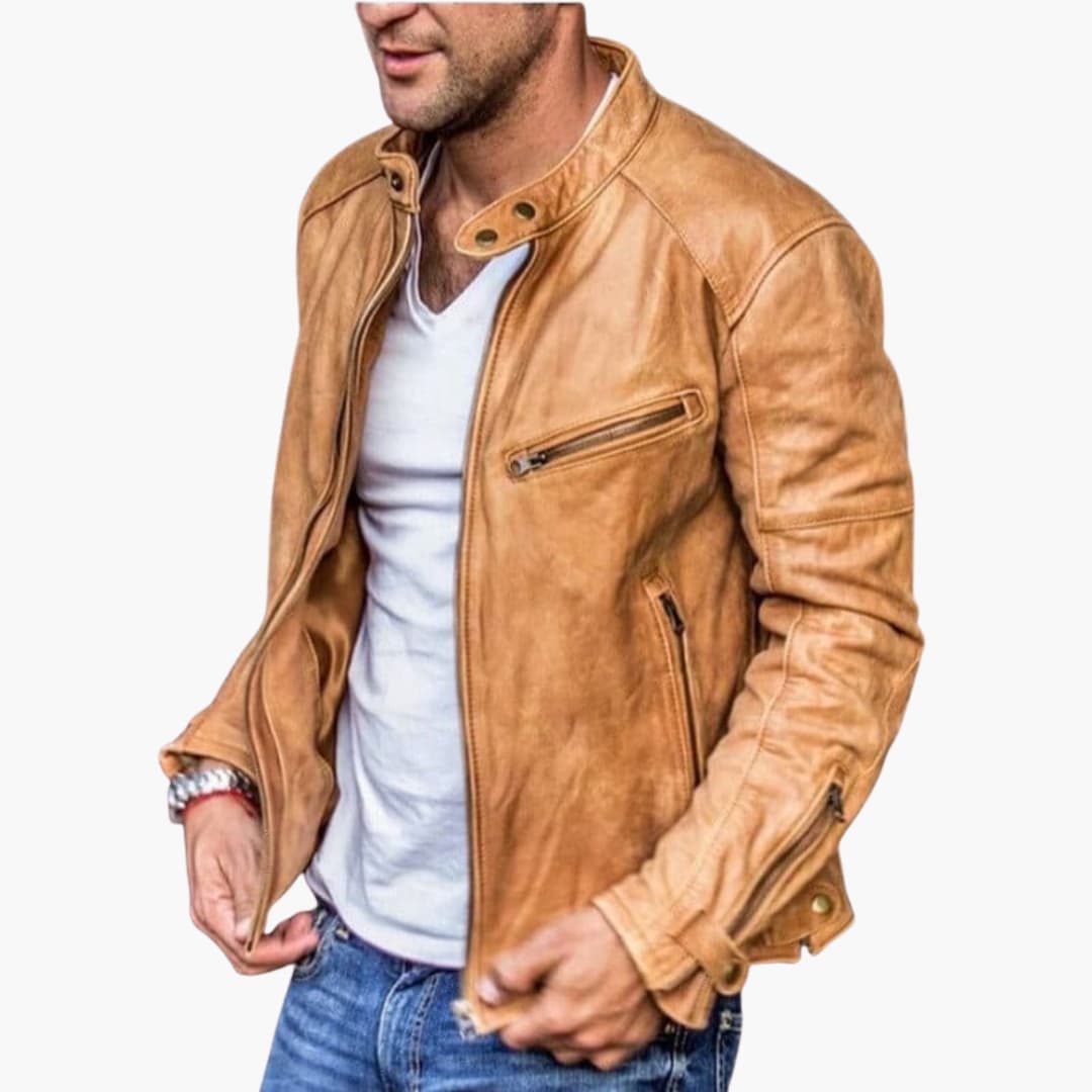Herrenjacke mit Stehkragen und Reißverschlusstaschen