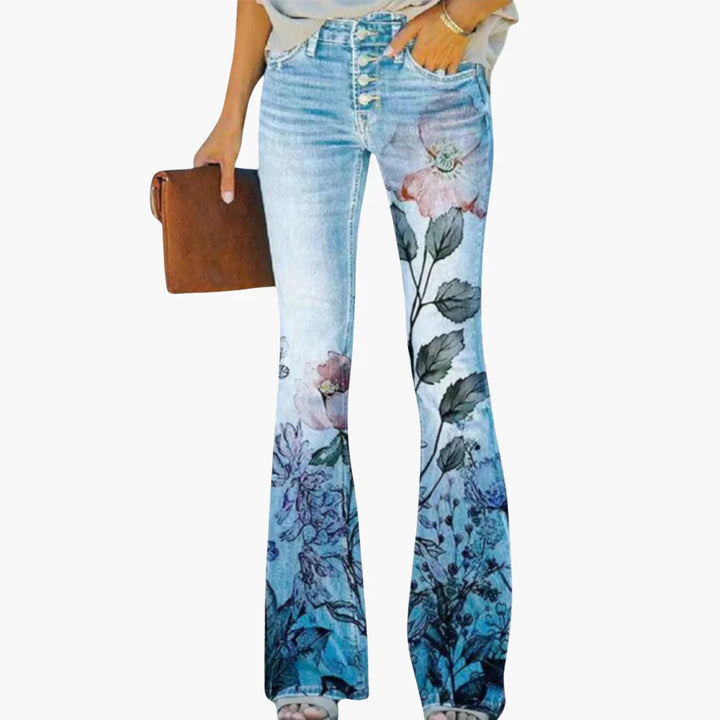 Geblümte Weitbein Hose für Damen