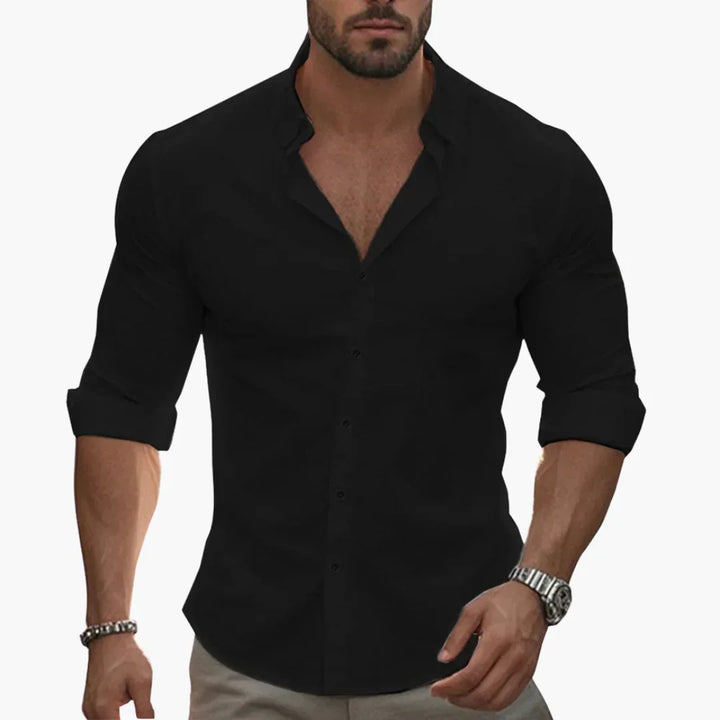 Slim Fit Langarmhemd mit Knöpfen für Herren