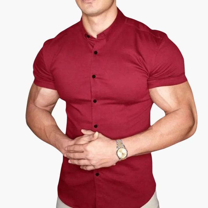 Slim Fit Kurzarmhemd mit Stehkragen für Herren