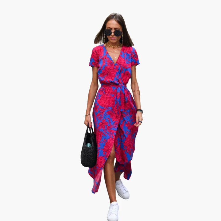 Wickeloptik Midikleid mit Gürtel für Damen