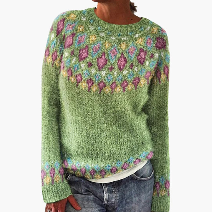 Damen pullover mit Rundhalsausschnitt und Strickmuster