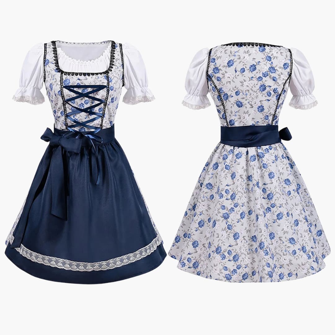 Dirndl Damen Kleid mit Spitzenärmeln und Schürze | Oktoberfest 2025