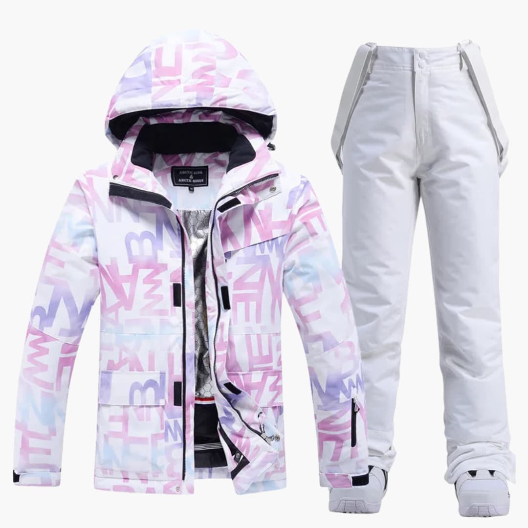 Damen-Skianzug mit Kapuzenjacke und Hosenträgerhose