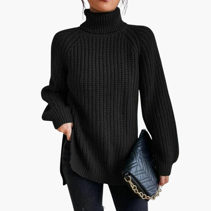 Damen-Strickpullover mit Rollkragen und langen Ärmeln