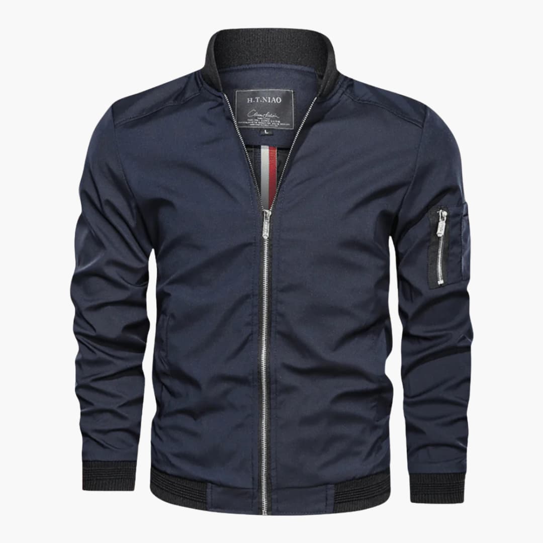 Herren-Bomberjacke mit Reißverschluss und geripptem Saum