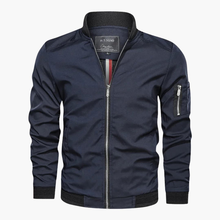 Herren-Bomberjacke mit Reißverschluss und geripptem Saum