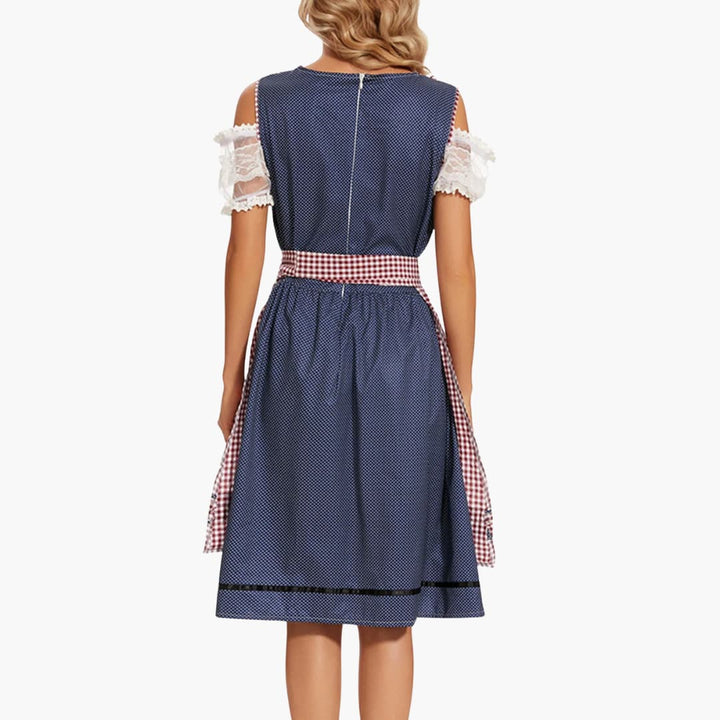 Damen Dirndl Kleid mit Karomuster und Schürze | Oktoberfest 2025