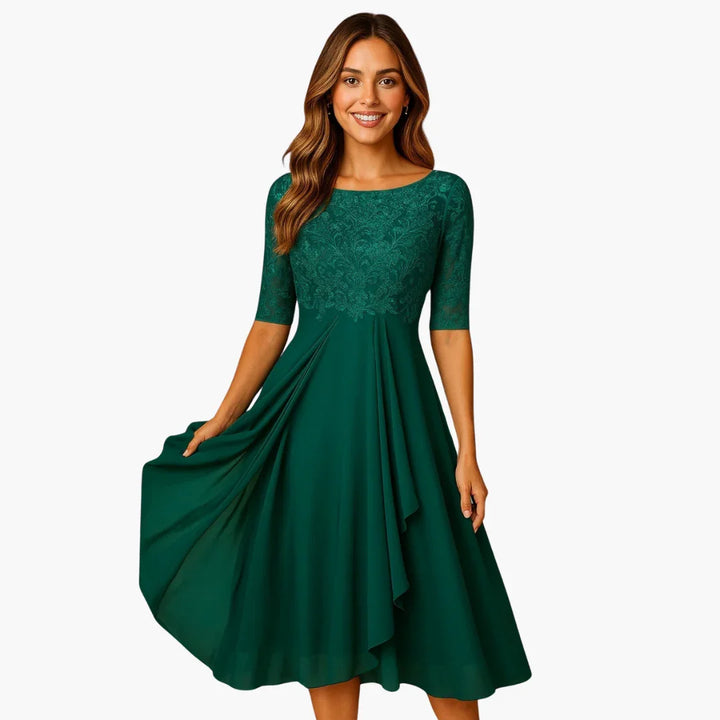 Spitzenärmel Midi Kleid für Damen