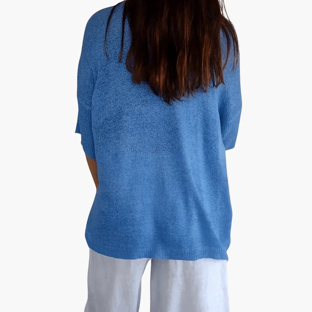 Lockerer V-Ausschnitt Top für Damen