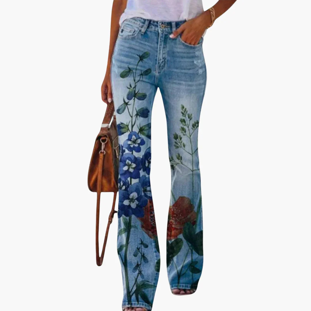 Geblümte Weitbein Hose für Damen