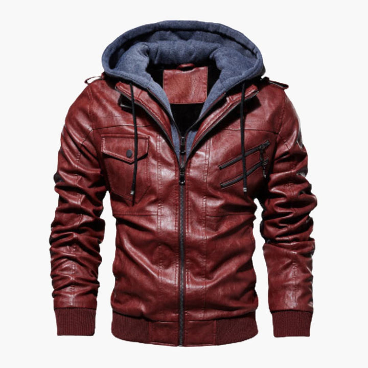 Herrenjacke mit Reißverschluss vorne und angesetzter Kapuze