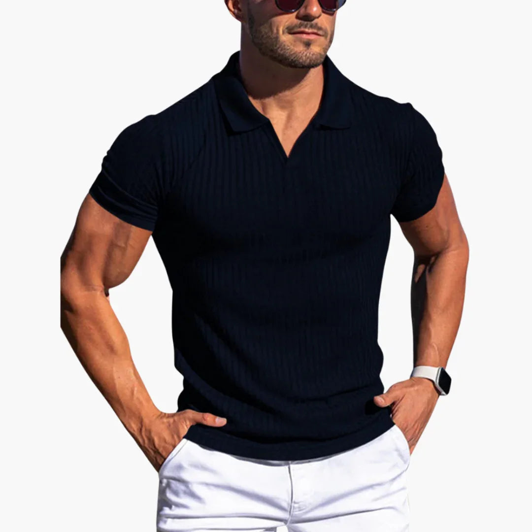 Geripptes Slim Fit Poloshirt für Herren