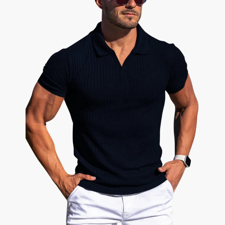 Geripptes Slim Fit Poloshirt für Herren