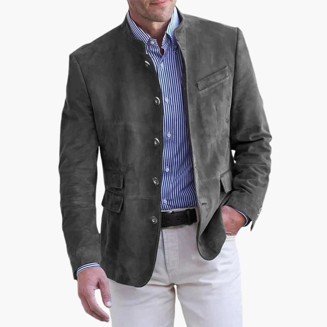 Herrenjacke mit Stehkragen und Knopfverschluss