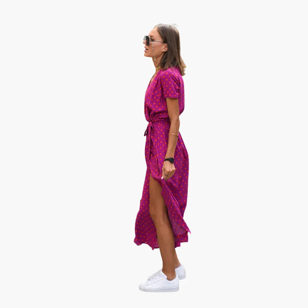 Wickeloptik Midikleid mit Gürtel für Damen