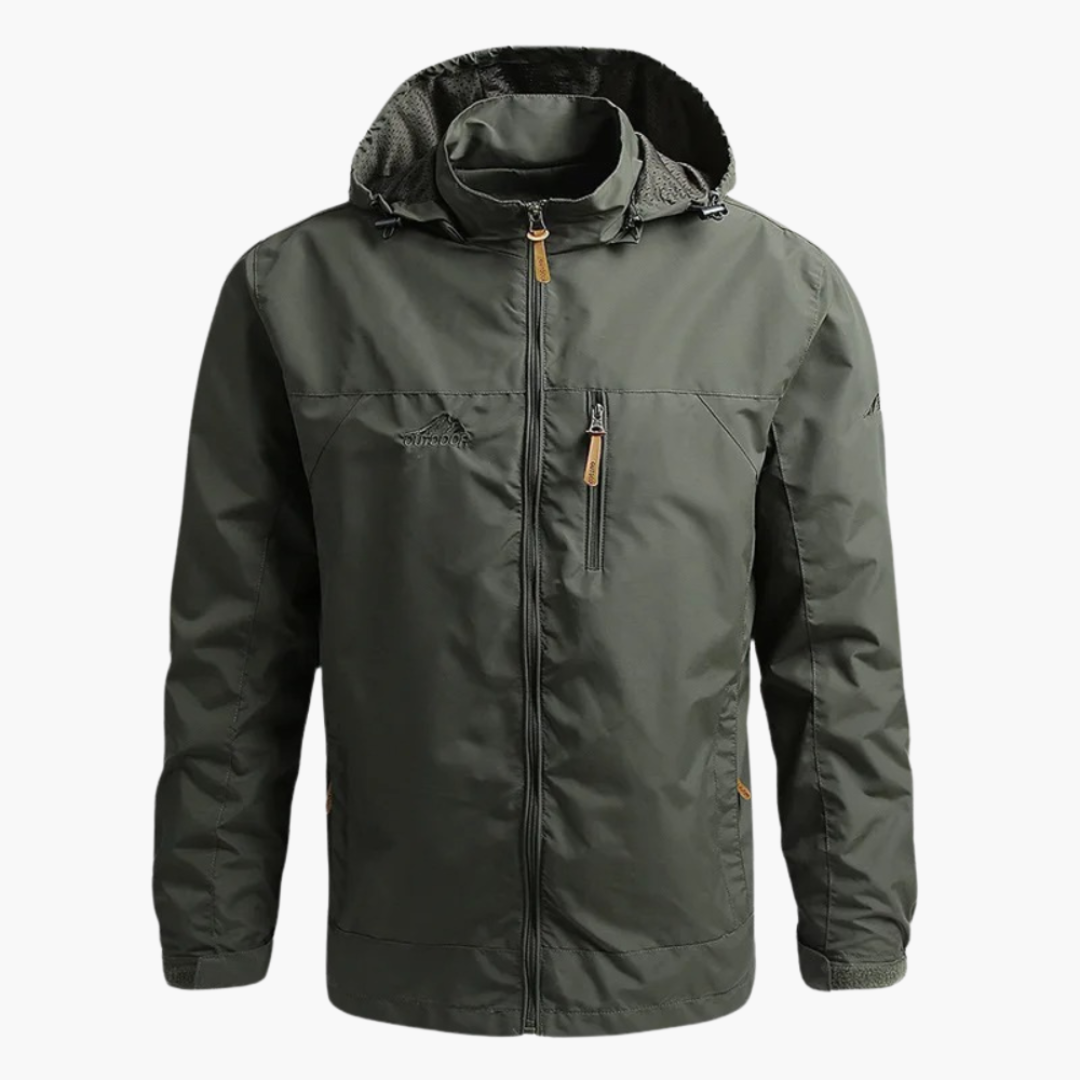 Herren Regenjacke mit Kapuze und Material für nasse Bedingungen